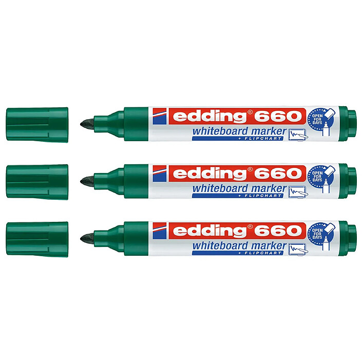 EDDING Marqueur pour Tableaux Blancs 660 Vert Pointe Ronde 1,5-3 mm x 3