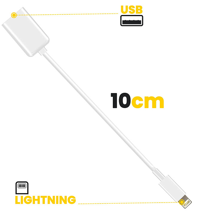 Acheter Avizar Adaptateur OTG USB vers Lightning Compact Portable 10cm