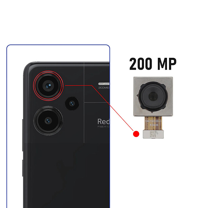 Avis Clappio Caméra Principale pour Xiaomi Redmi Note 13 Pro Plus 5G 200MP Noir