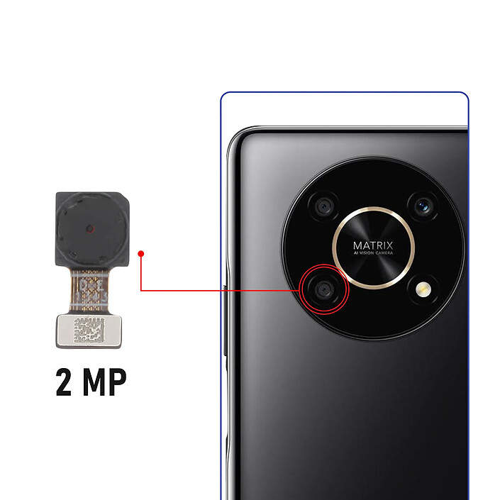 Avis Clappio Caméra Arrière Objectif Macro 2MP pour Honor Magic 4 Lite 5G