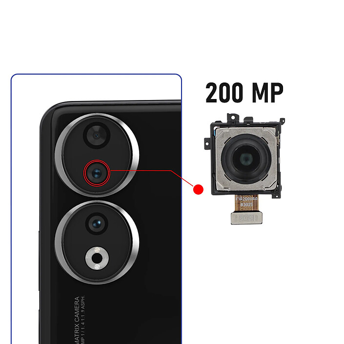 Avis Clappio Caméra Arrière Principal pour Honor 90 200MP