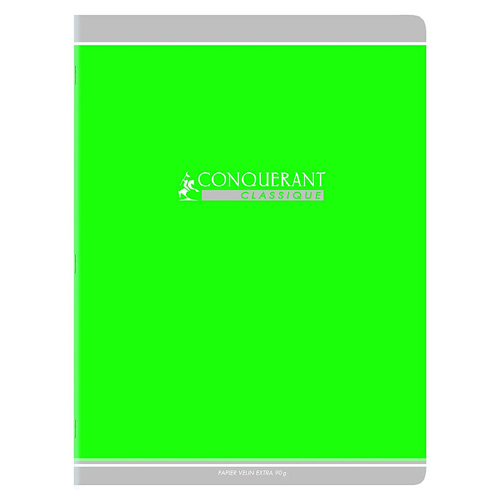 CONQUÉRANT Cahier conquérant classique agrafé 24 x 32 cm 96P 90G grands carreaux vert x 40