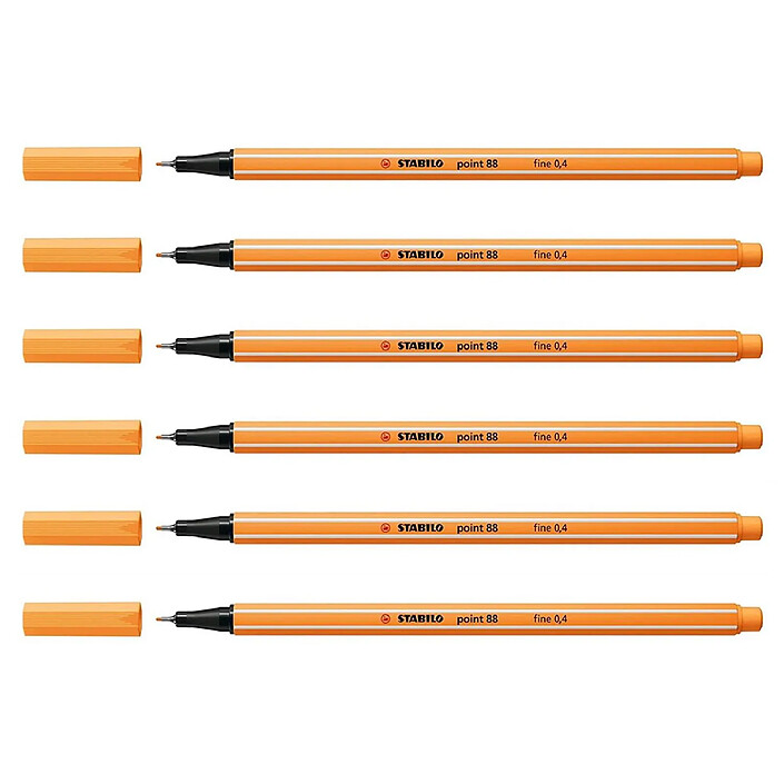 STABILO Feutre à Pointe Fine point 88 Orange papaye x 6