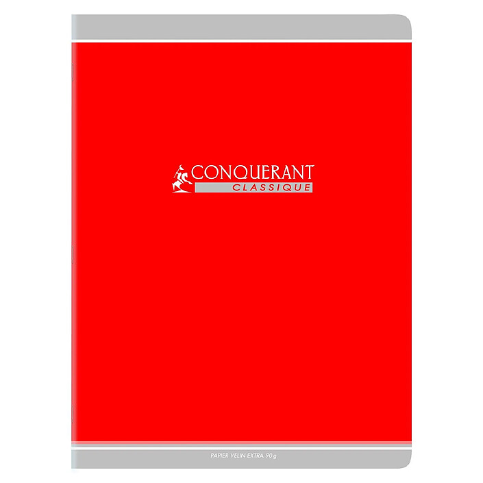 CONQUÉRANT Cahier conquérant classique agrafé 24 x 32 cm 96P 90G grands carreaux rouge x 40