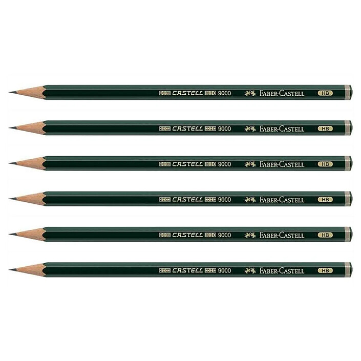 FABER-CASTELL Crayon papier 9000 hexagonal mine 2mm HB x 6