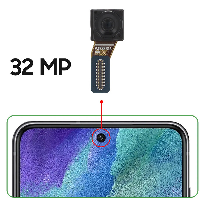 Avis Clappio Caméra Avant pour Samsung Galaxy S21 FE, M53 5G et M54 5G 32MP