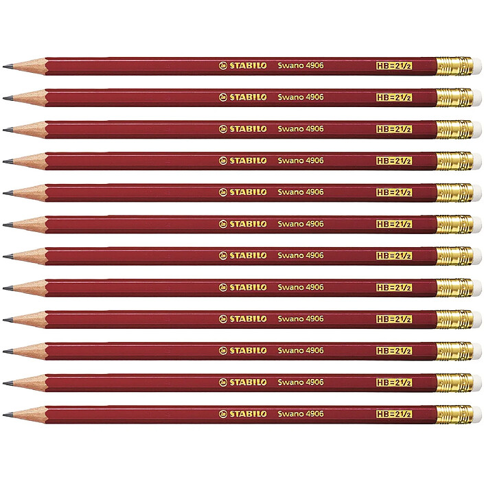 STABILO Crayon Papier Swano bout gomme HB x 12