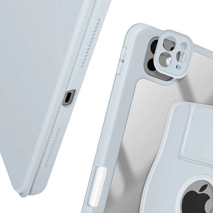 Avizar Étui pour iPad Pro 11 2024 / M5 2025 Clapet Support Rotatif avec Protège Caméra Bleu pâle pas cher