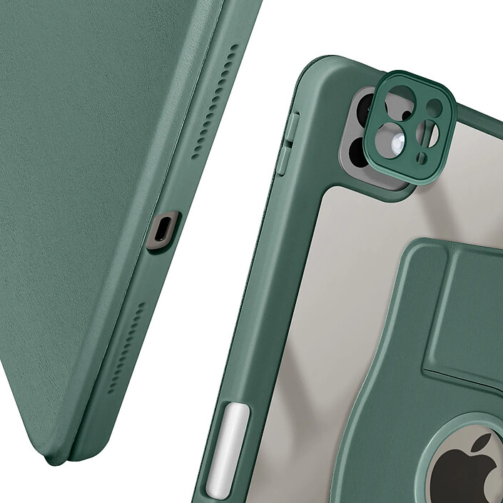 Avizar Étui pour iPad Pro 11 2024 / M5 2025 Clapet Support Rotatif avec Protège Caméra Vert foncé pas cher