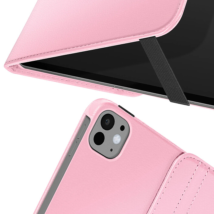 Avizar Étui Folio pour iPad Pro 11 Clapet avec Support Rotatif et Fermeture Élastique Rose pas cher