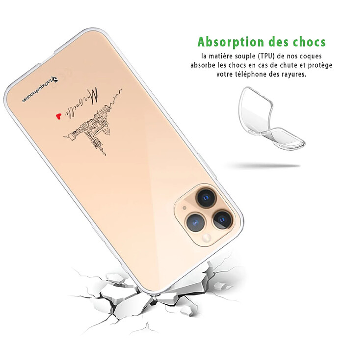 Avis LaCoqueFrançaise Coque iPhone 11 Pro 360 intégrale transparente Motif Marseille Notre Dame Tendance .