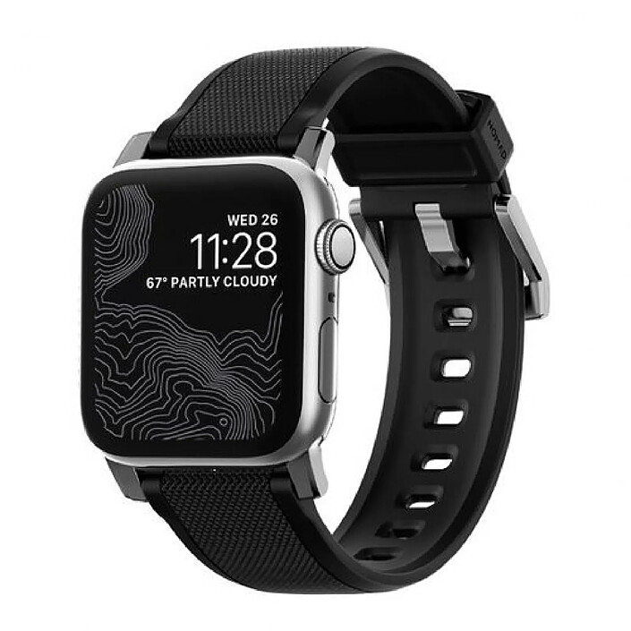 Nomad Bracelet pour Apple Watch 1-9/SE/ Ultra/Ultra 2 Noir / Argent