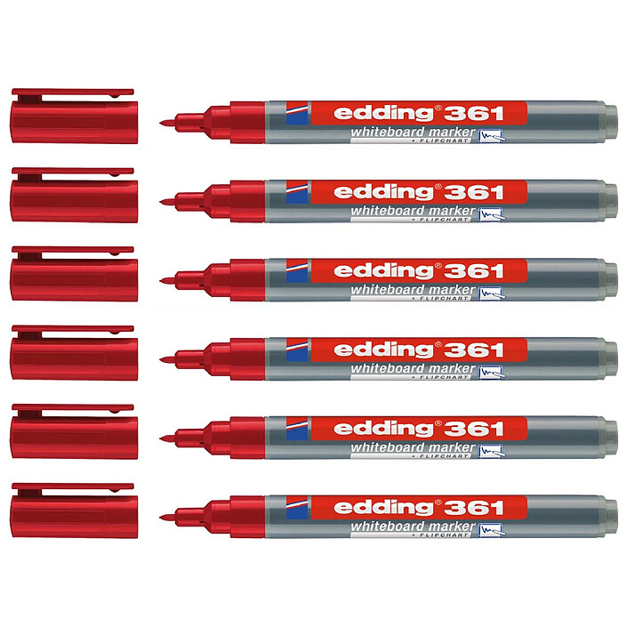 EDDING Marqueur pour Tableaux blancs 361 Rouge Pointe Fine 1 mm x 6
