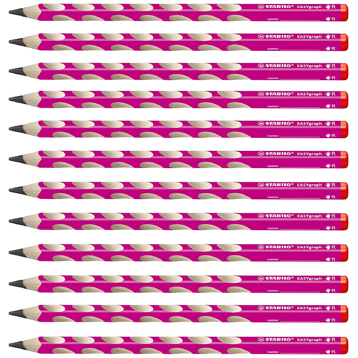 STABILO Crayon graphite EASYgraph HB droitier corps rose x 12