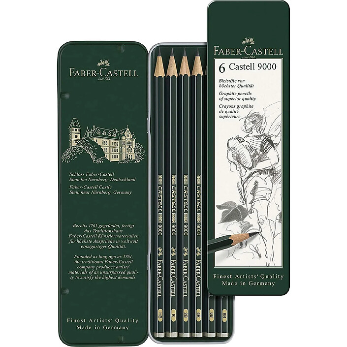 FABER-CASTELL Set Sélection Castell 9000 de 6 crayons graphite x 10