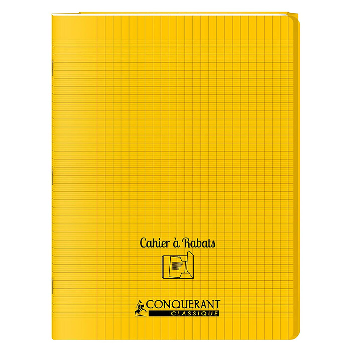 CONQUÉRANT Cahier à rabat agrafé 24x32cm 96P 90G grands carreaux polypro jaune x 40