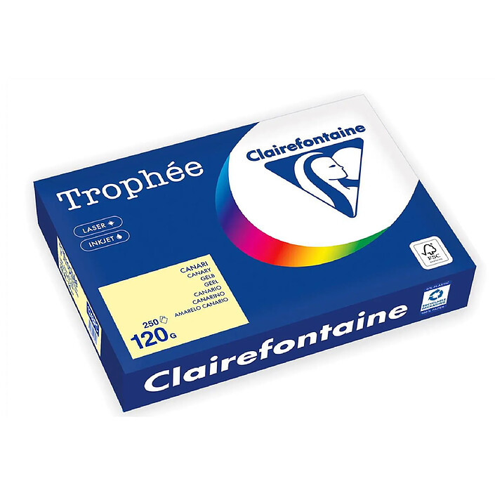 CLAIREFONTAINE Ramette Papier FSC A4 120g 250 Feuilles CANARI x 5