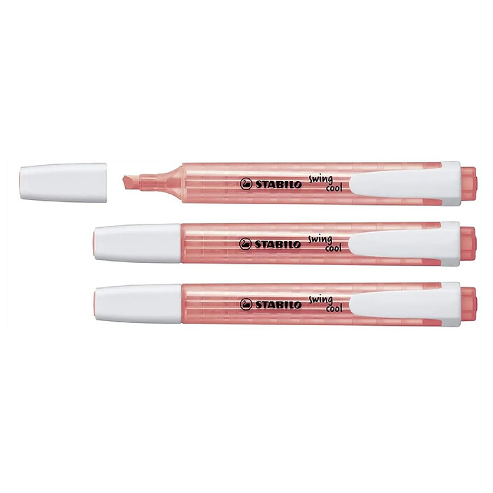 STABILO Surligneur de poche SWING COOL Pointe Biseautée 1 - 4 mm Rouge Orange x 3