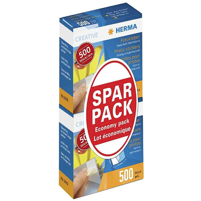 HERMA Pack Eco 2 x 500 Pastilles pour Photos Double Face