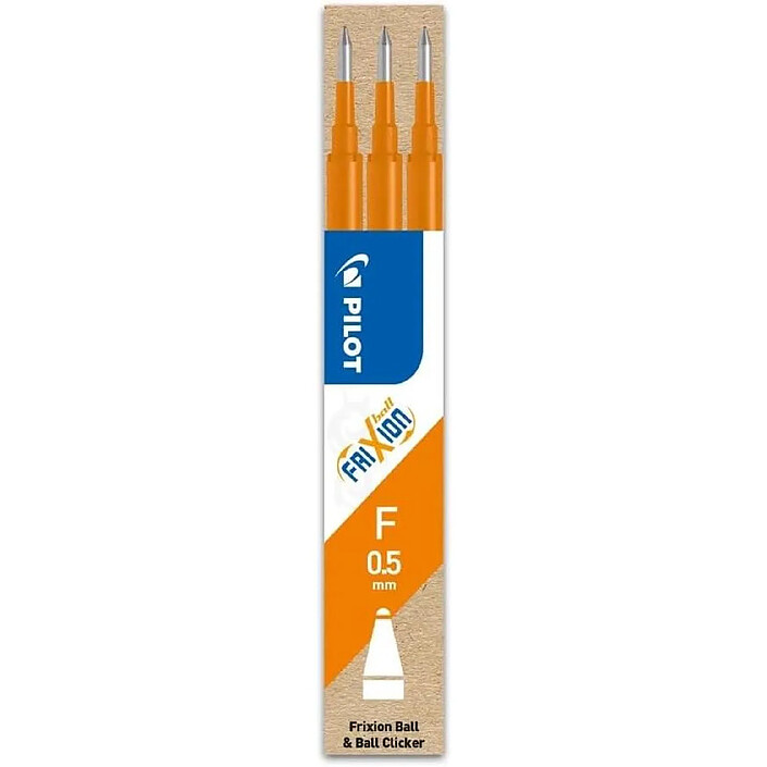 PILOT Set de 3 Recharges pour rollers effaçables Frixion ball Orange pointe fine