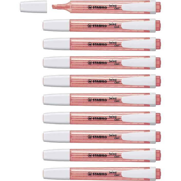 STABILO Surligneur de poche SWING COOL Pointe Biseautée 1 - 4 mm Rouge Orange x 10