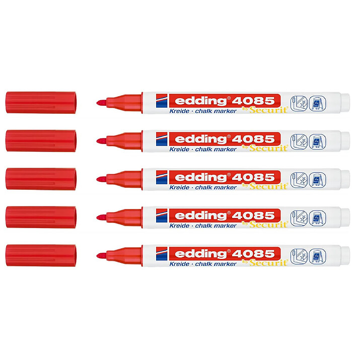 EDDING Marqueur Craie Liquide 4085 Rouge Pointe Ronde 1-2 mm x 5