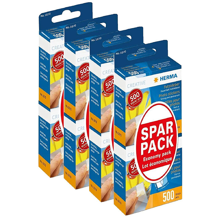 HERMA Pack Eco 2 x 500 Pastilles pour Photos Double Face x 4