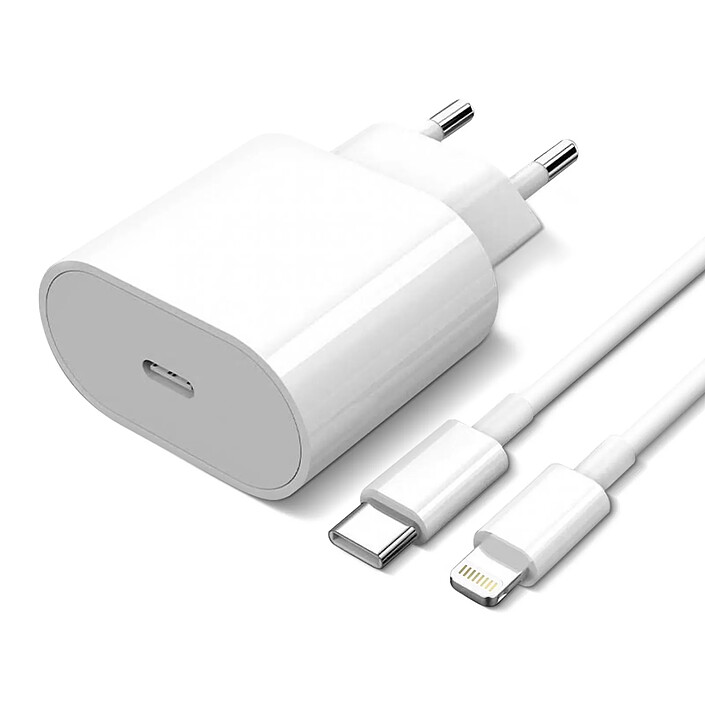 apple Chargeur Secteur USB-C 20W + Câble Lightning Power Delivery Original Apple Blanc