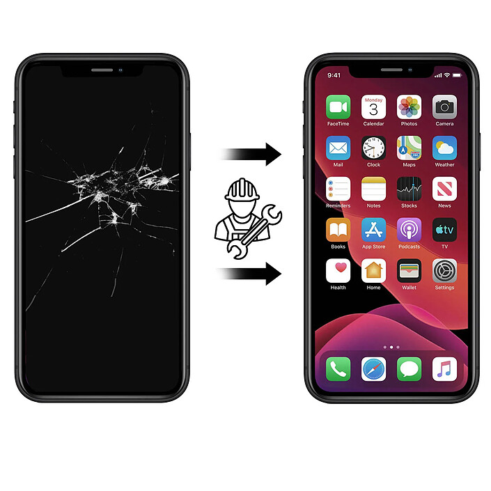 Relife Afficheur LCD iPhone XR Écran avec Tactile Original Reconditionné à Neuf Noir pas cher