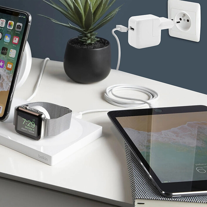 apple Chargeur Adaptateur Secteur USB 12W Compatible iPod iPad IPhone d'Origine Blanc pas cher