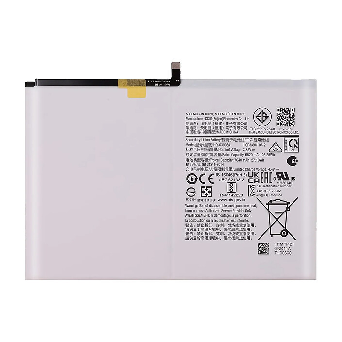 Samsung Batterie Interne pour Samsung Galaxy Tab A7 7040mAh Original EB-BT500 Noir