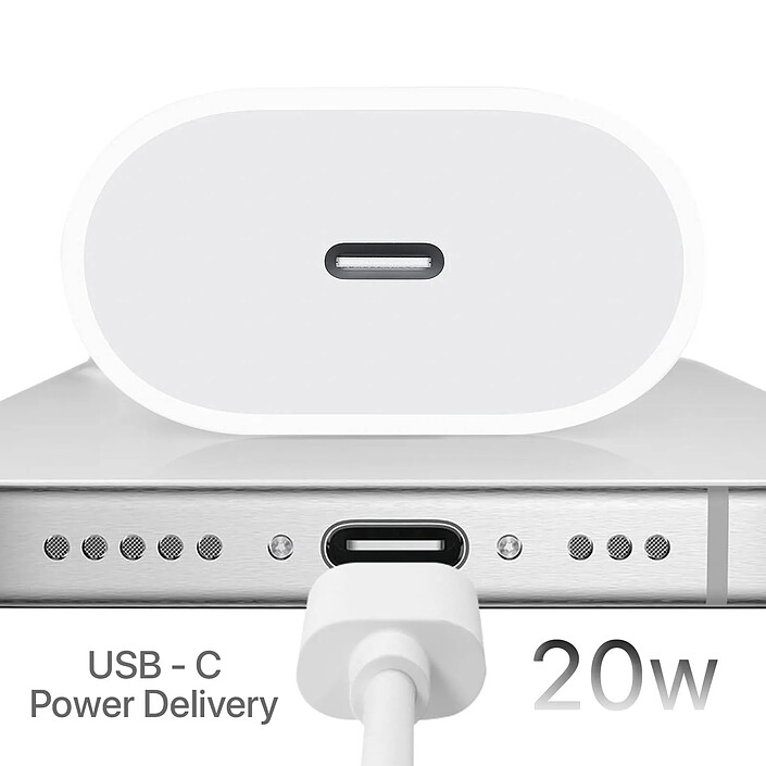 Apple Pack Officiel Chargeur USB C 20W et Câble USB C 1m Blanc pas cher