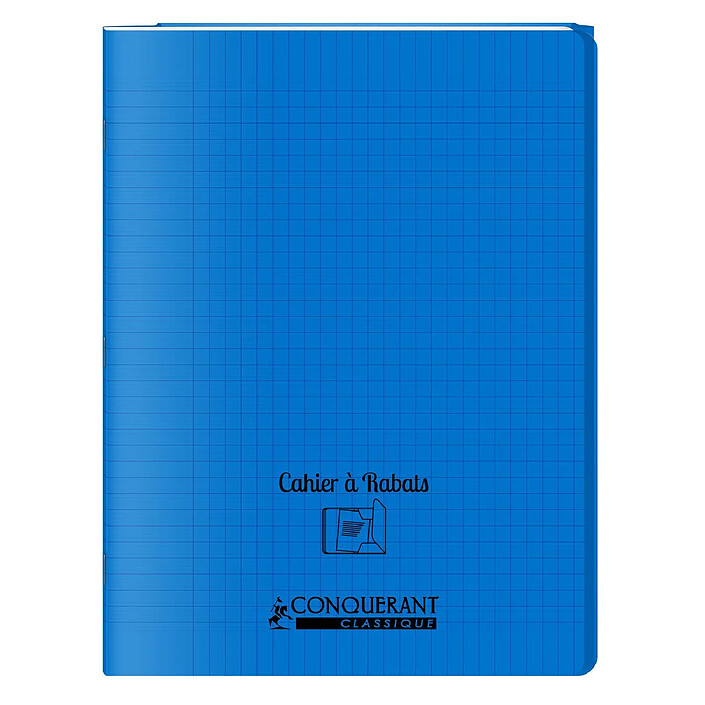 CONQUÉRANT Cahier à rabat agrafé 24x32cm 96P 90G grands carreaux polypro bleu x 40