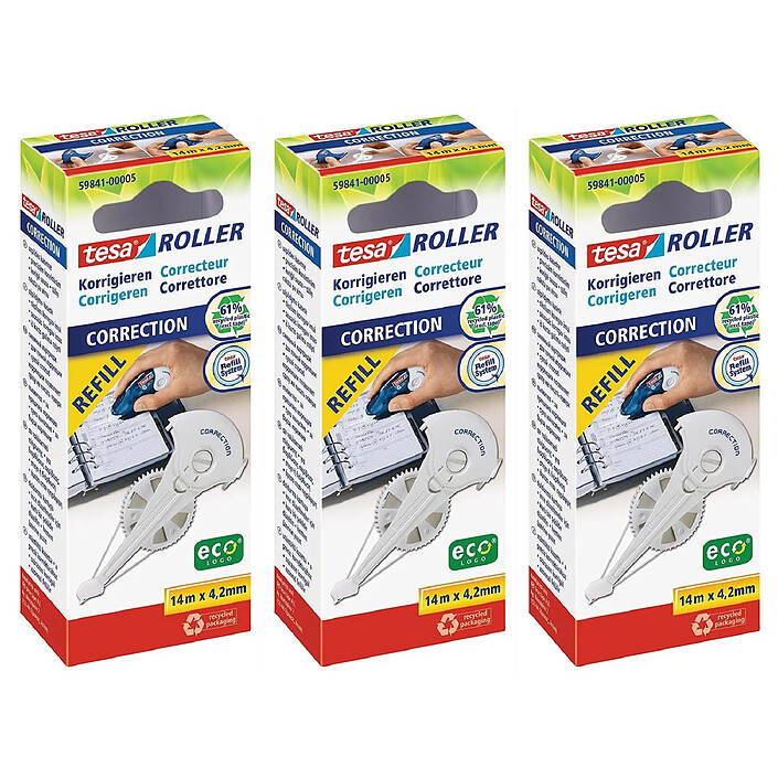 TESA Recharge EcoLogo Cassette Refill pour Roller Correcteur 4,2 mm x 14 m x 3
