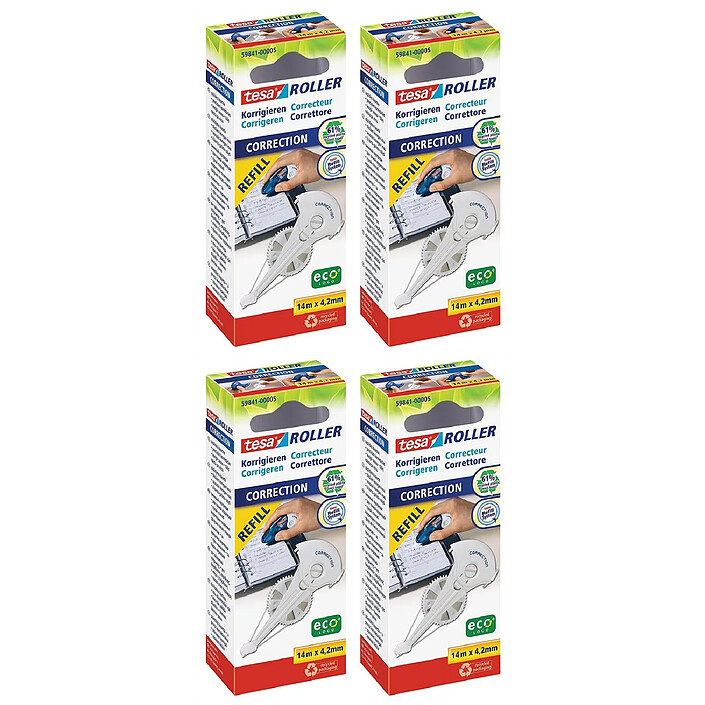 TESA Recharge EcoLogo Cassette Refill pour Roller Correcteur 4,2 mm x 14 m x 4