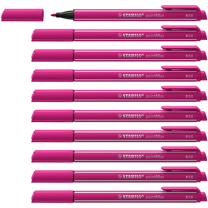 STABILO Stylo feutre pointMax pointe moyenne 0.8mm Rose Foncé x 10