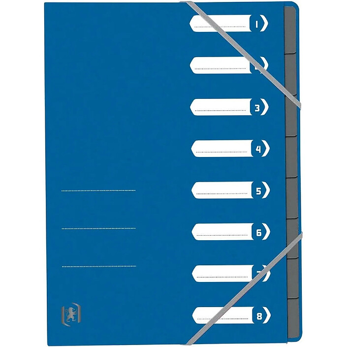 OXFORD Trieur Top File+, A4, 8 compartiments, bleu
