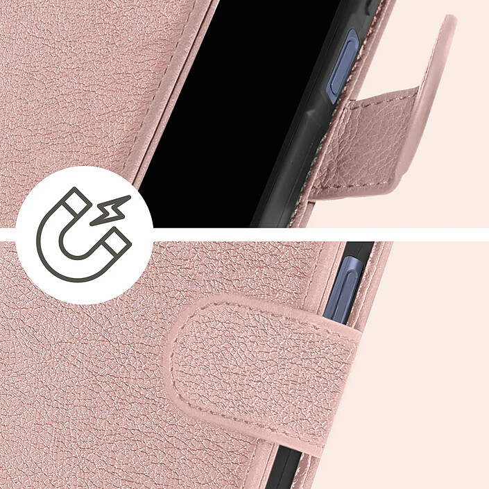 Avizar Étui pour Samsung Galaxy A25 Portefeuille et Support Vidéo Rose champagne pas cher