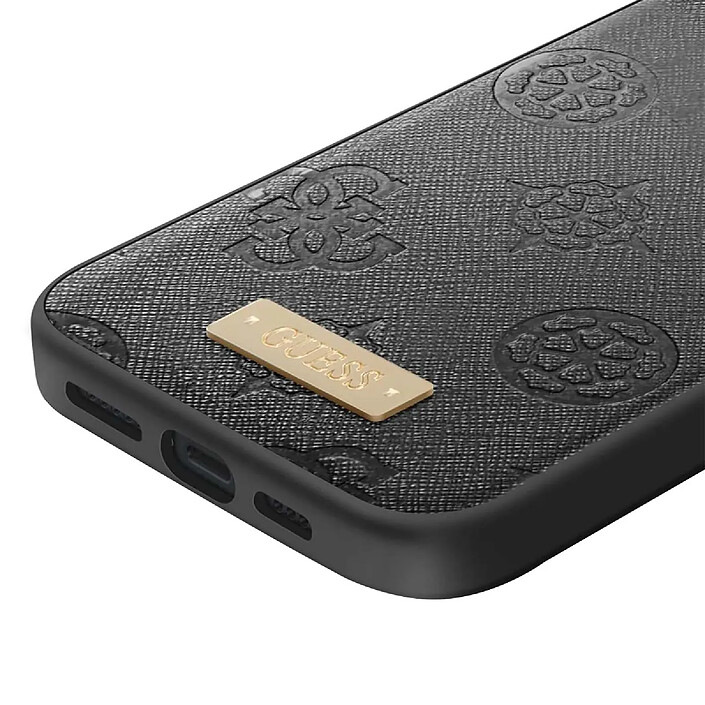 Acheter Guess Coque Magsafe pour Apple iPhone 13 PU Peony Metal Plate Noir