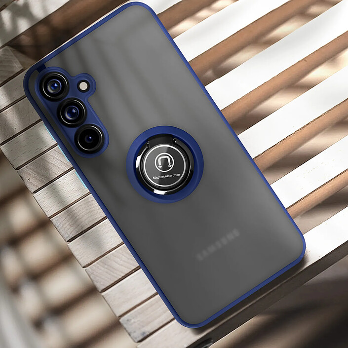 Avizar Coque pour Samsung Galaxy A55 Bague Métallique Fonction Support Bleu nuit pas cher