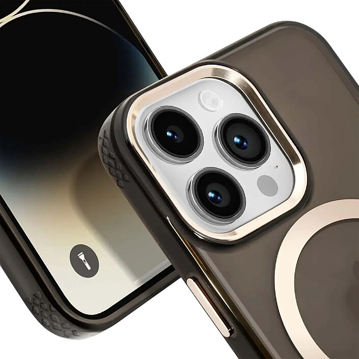 Avis Guess Coque Magsafe pour Apple iPhone 14 Pro TPU Gold Outline Noir