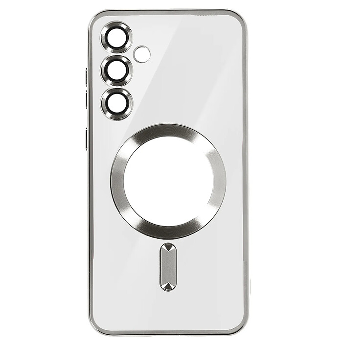 Avizar Coque MagSafe pour Samsung S23 FE en Silicone Contour Chromé Argent