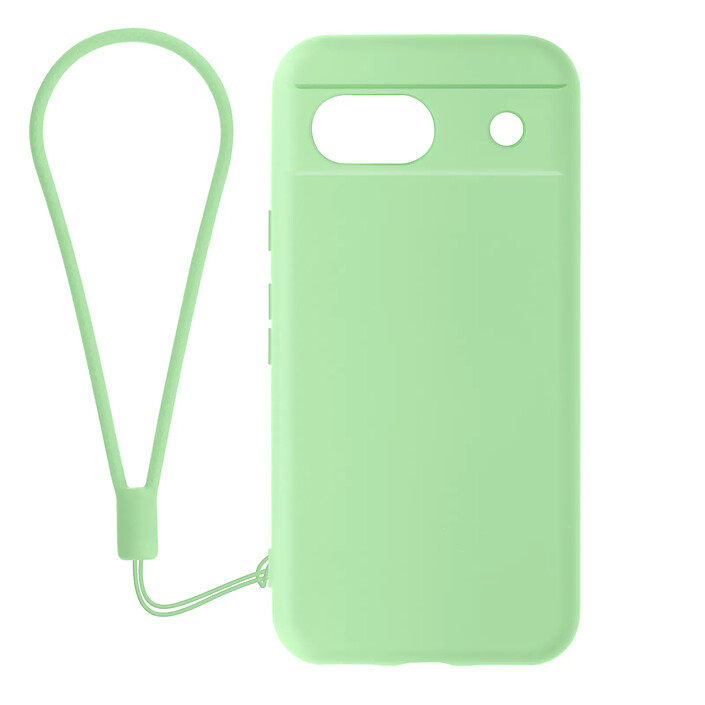 Avizar Coque pour Google Pixel 8A Silicone Finition Soft-touch avec Dragonne Vert pâle