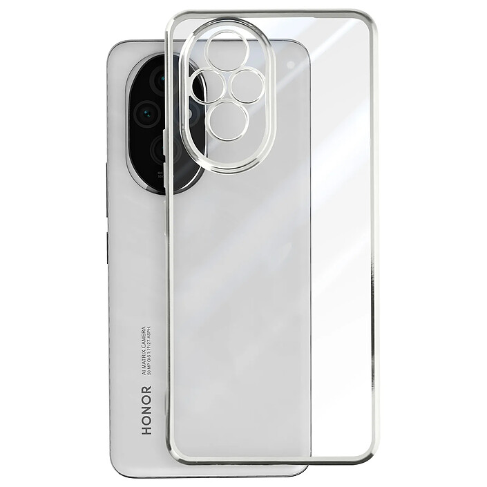 Avis Avizar Coque pour Honor 200 Pro Dos Transparent Contour effet Chromé Argent
