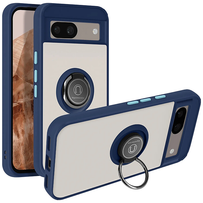 Avizar Coque pour Google Pixel 8A Bague Métallique Support Vidéo Bleu nuit