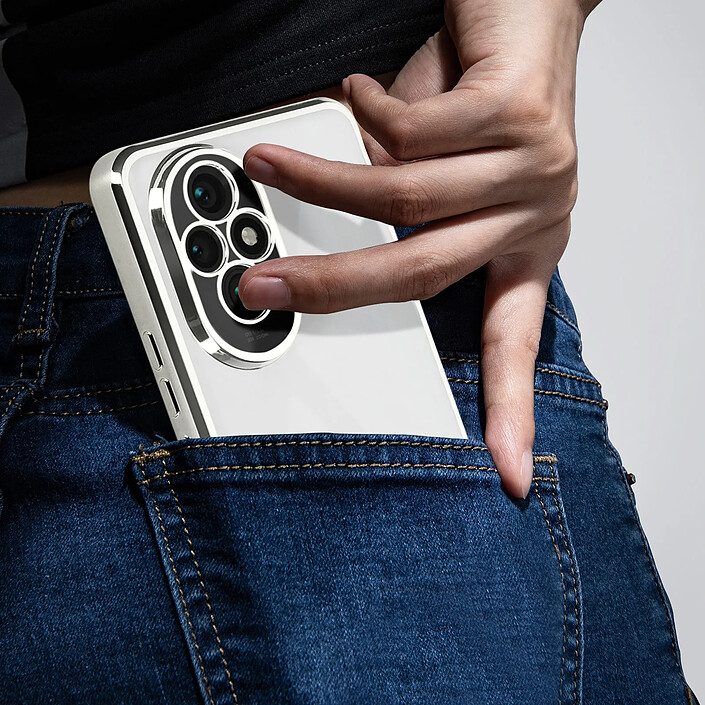 Avizar Coque pour Honor 200 Pro Dos Transparent Contour effet Chromé Argent pas cher