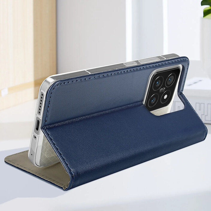 Acheter Avizar Étui pour Xiaomi 14 Clapet Magnétique Porte-carte Fonction Support Bleu nuit