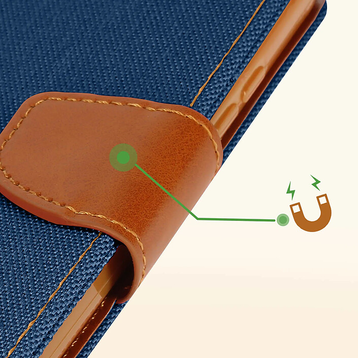Avizar Étui pour Xiaomi Redmi Note 12S Tissu Portefeuille Support Vidéo Bleu nuit pas cher