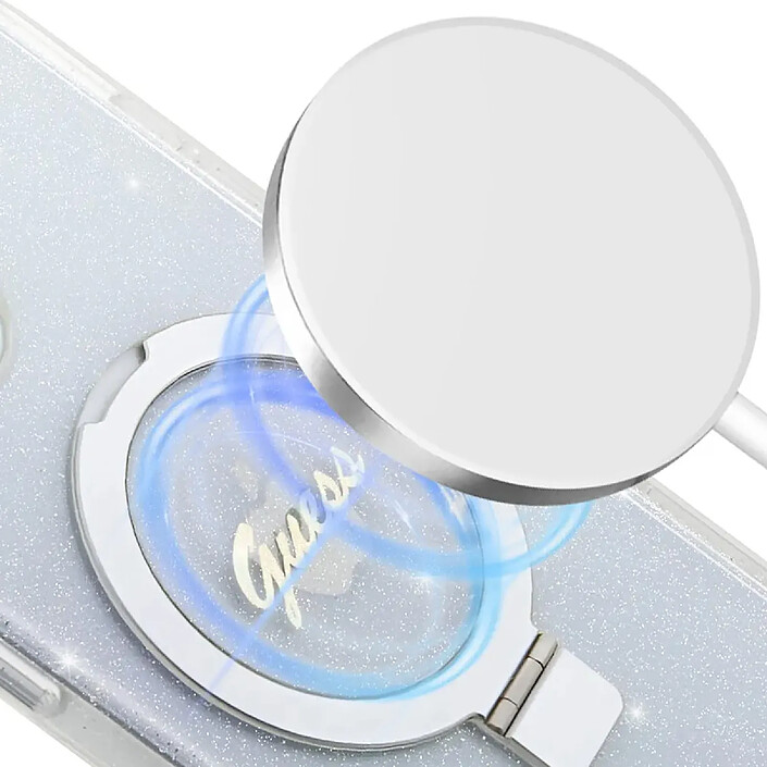 Avis Guess Coque Magsafe pour Apple iPhone 15 TPU Ring Stand Transparent