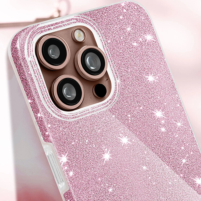 Avis Avizar Coque Paillette pour iPhone 16 Pro Hybride Design Glamour Rose clair